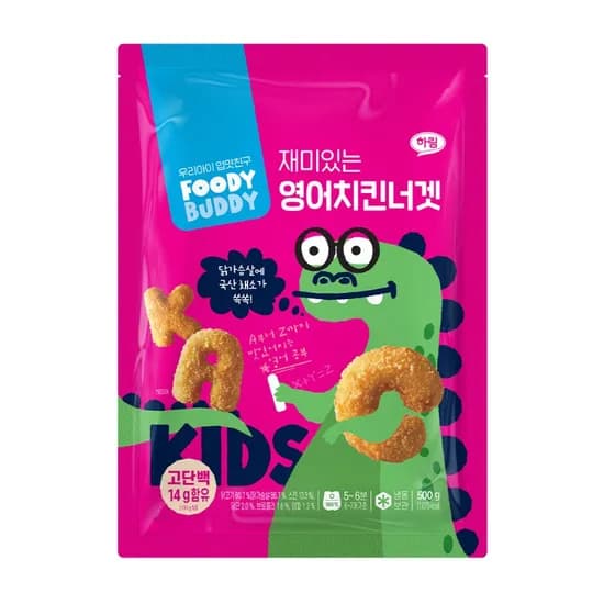 푸디버디 재미있는 영어 치킨너겟 500g 팝콘치킨