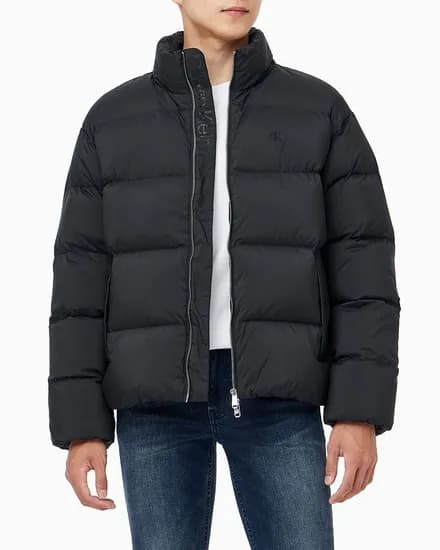 캘빈클라인 남성 커브드 퀼팅 나일론 다운 푸퍼