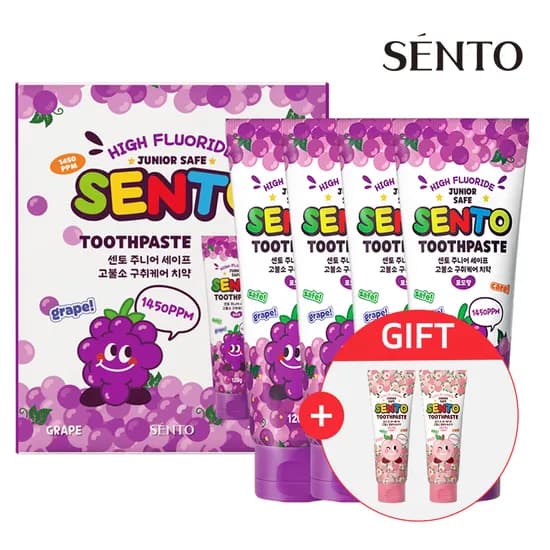센토 고불소 주니어 치약 포도향 120g 4개 사과향 2개