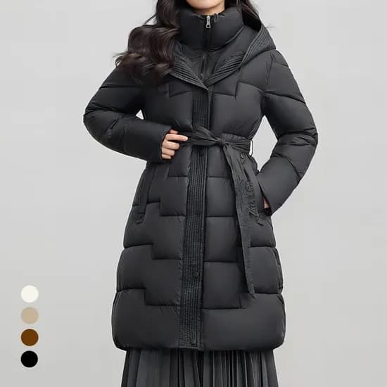클라셰 슬림 스퀘어 롱 후드 패딩