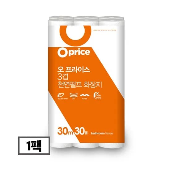 3겹 천연펄프 화장지 30m 30롤
