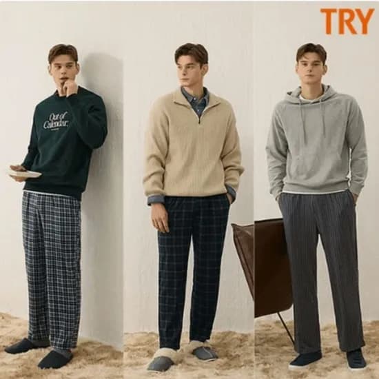 트라이 피치기모 파자마 팬츠 3종