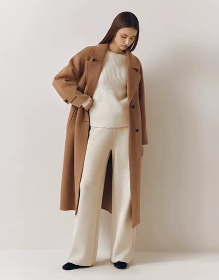 꾸안꾸 니트 와이드 밴딩팬츠