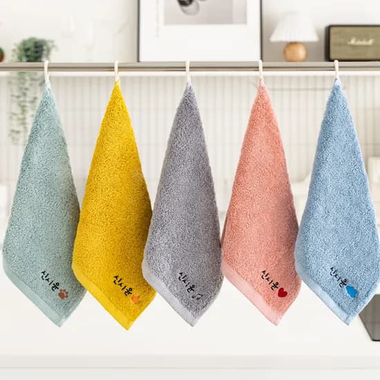 코튼리빙 어린이집 40수 고리수건 5장 이름자수