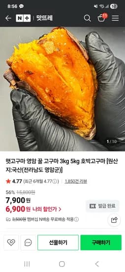 맛뜨레 영암 꿀밤 호박고구마 3kg