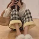 이너리즘 1+1 양털 기모 체크 수면바지
