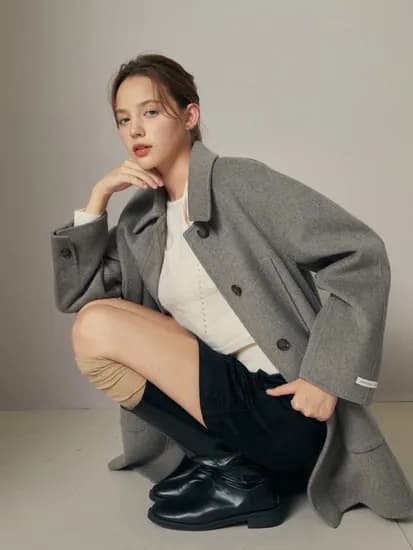 지고트 캐시미어 래글런 싱글 하프 코트