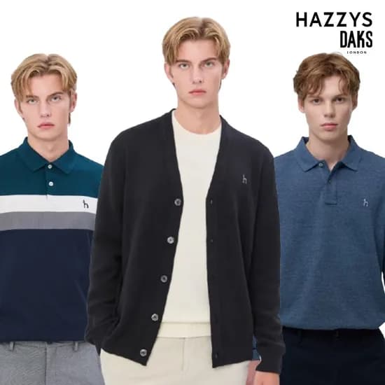 헤지스맨 네이비 짜임 면 맨투맨