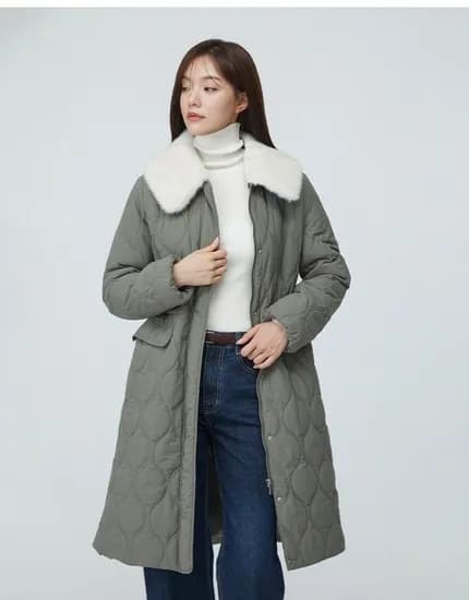 플라스틱아일랜드 퍼 탈착 허리스트링 롱패딩