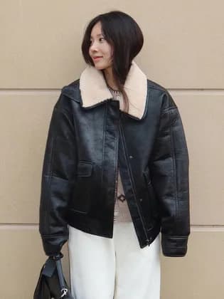 시야주 페이크 무스탕 봄버 자켓