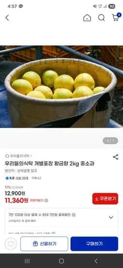 황금향 2kg 중소과 개별포장
