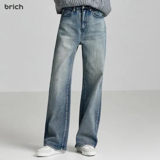 여성 와이드 밴딩 융기모 청바지