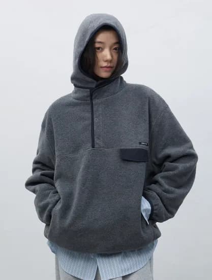 제너럴아이디어 소프트 하이넥 플리스 아노락