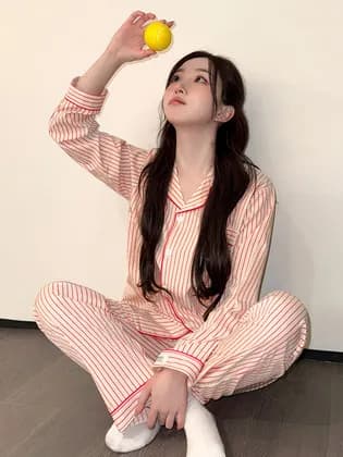 도씨 실크핏 러브썸 긴팔 커플 잠옷