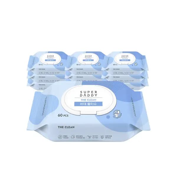 슈퍼대디 더클린 비데티슈 온가족용 캡형 60매 10팩