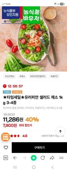 유러피안 샐러드 채소 1kg 3-4종