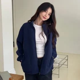 남녀공용 베이직 쿠션 후리스 집업자켓