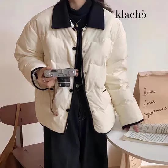 클라셰 웨이브라인배색포켓패딩