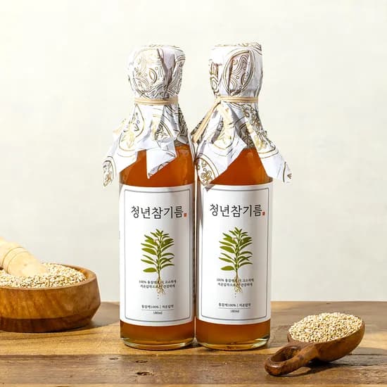 전라도청년 저온압착 통참깨 참기름 180ml+180ml