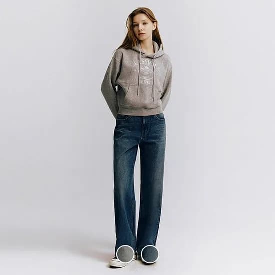 지오다노 여자 기모 루즈 와이드핏 청바지