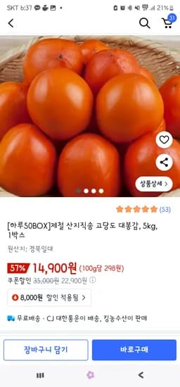 제철 고당도 대봉감 5kg