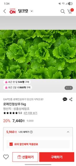 로메인 청상추 1kg