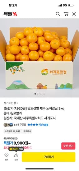 제주 조생 노지감귤 3kg 중대과