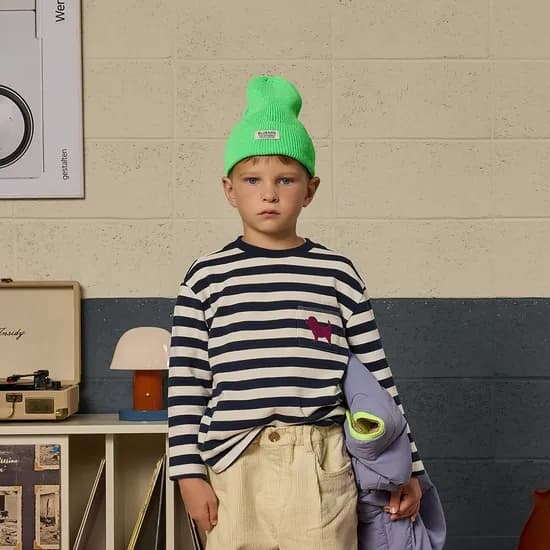 블루독 겨울 스트라이프 기모티셔츠