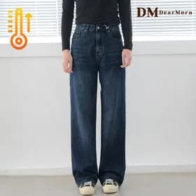 겨울 기모 와이드 밴딩 청바지