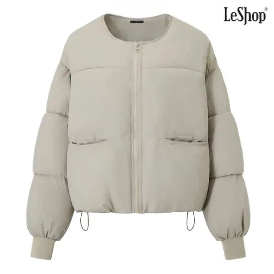 캐쥬얼 밑단 스트링 집업 패딩 점퍼