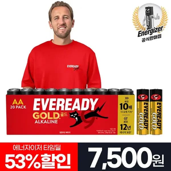 에너자이저 EVR 알카라인 건전지 AA 20알