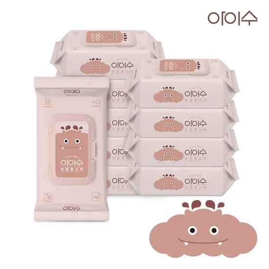 이지팜 아이수 브론몬스터 물티슈 캡형 65gsm 70매 x 10팩