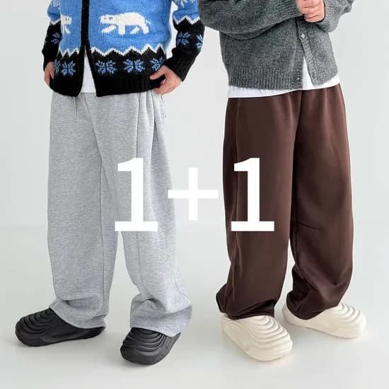 기모 방한 스웻팬츠 겨울 스판 와이드 1+1