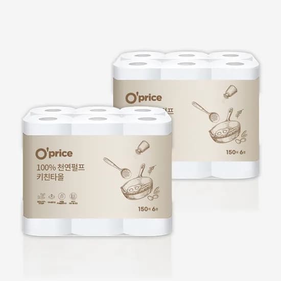 오프라이스 킴스클럽 키친타올 150매*6롤 2팩
