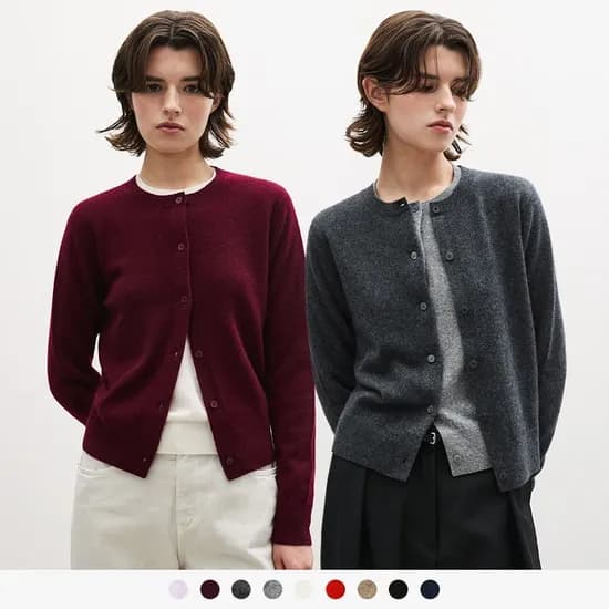 수아레우먼 캐시미어100 라운드 가디건