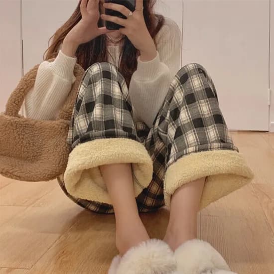 양털기모 체크 수면바지 2장