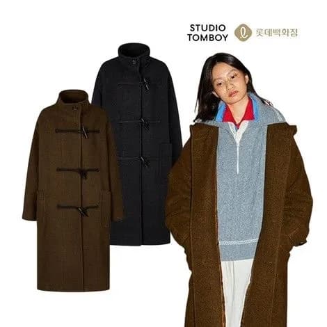 스튜디오톰보이 하이넥 토글 코트