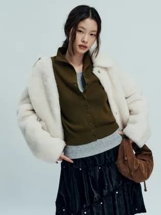 레프트서울 리얼양털 데일리자켓