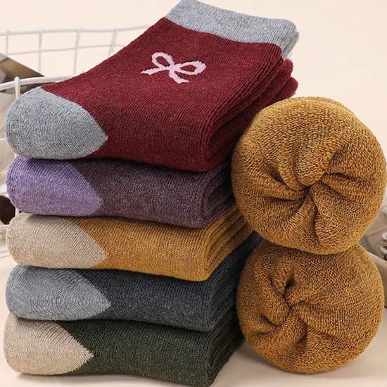 리본 퍼 겨울양말 5켤레 세트