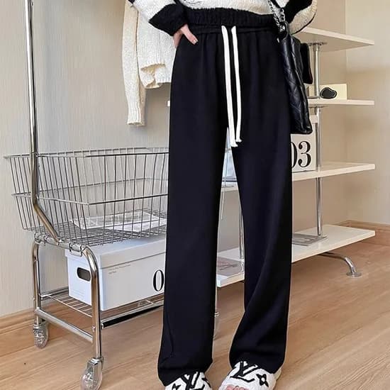 삭스팡 여성 코듀로이 골지 밴딩 팬츠 블랙