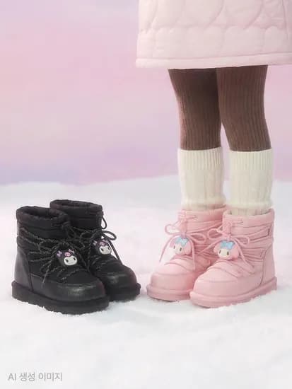 슈펜키즈 산리오 마멜 쿠로미 스트링 패딩부츠