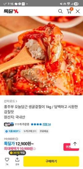 홍주부 오늘담근 생굴겉절이 1kg