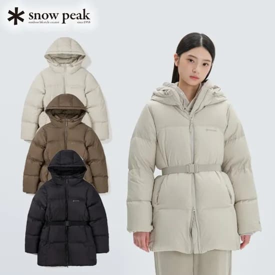 스노우피크 티피코 여성 후드 벨티드 다운 자켓