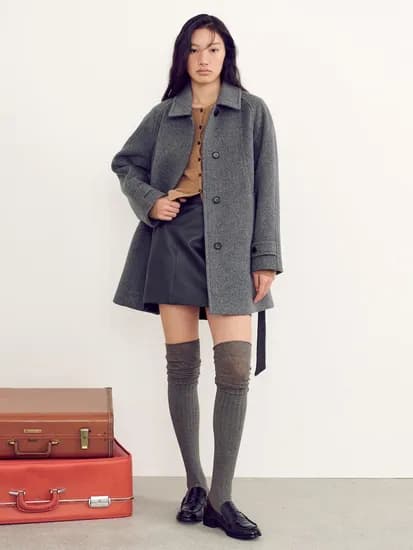 구호플러스 벨티드 미디 코트