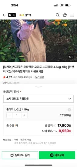 달자농 고당도 노지감귤 4.5kg