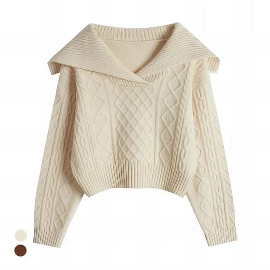 카라 세라넥 아가일 와플니트