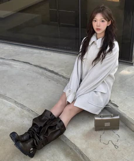 보스턴 울 발마칸 하프 코트 오트밀