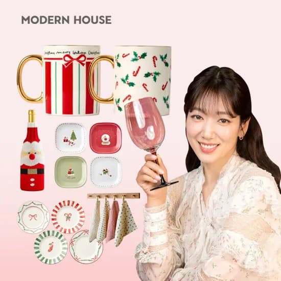 모던하우스 스윗크리스마스 밀크캣 버터곰 간식접시 4개 세트