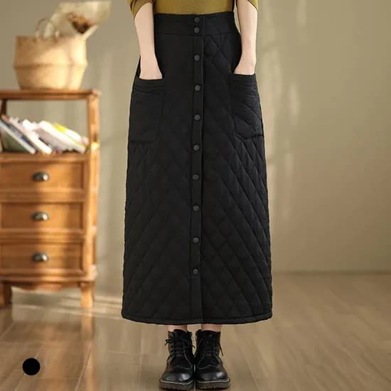 카라 롱스냅포인퀼팅스커트