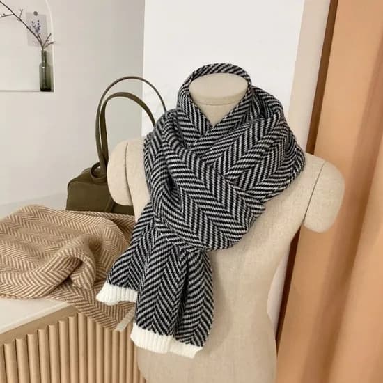 헤링본 롱 니트 머플러